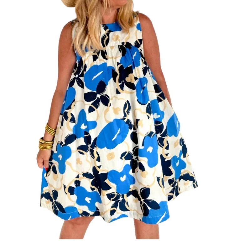 Women's Plus-Size Apparel Holiday Sale Floral Mini Dress In Blue