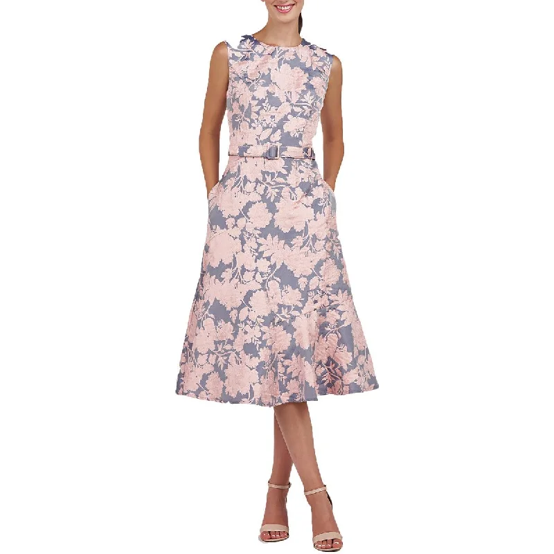 Women's Effortless Casual Outfit Romantic Detailing Womens Floral Knee-Length Cocktail And Party Dress