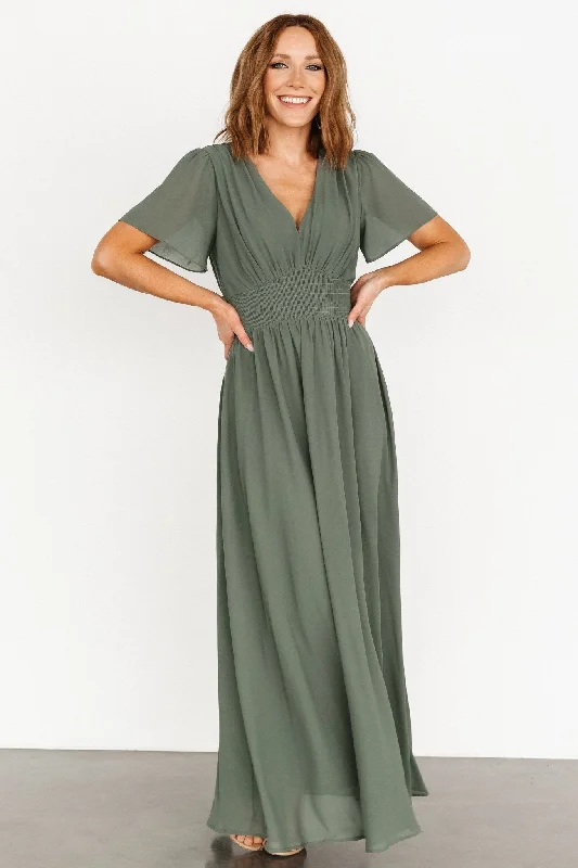 Women's Clothing Beat the Heat in Tropical Styles Birdie Maxi Dress | Dark Sage