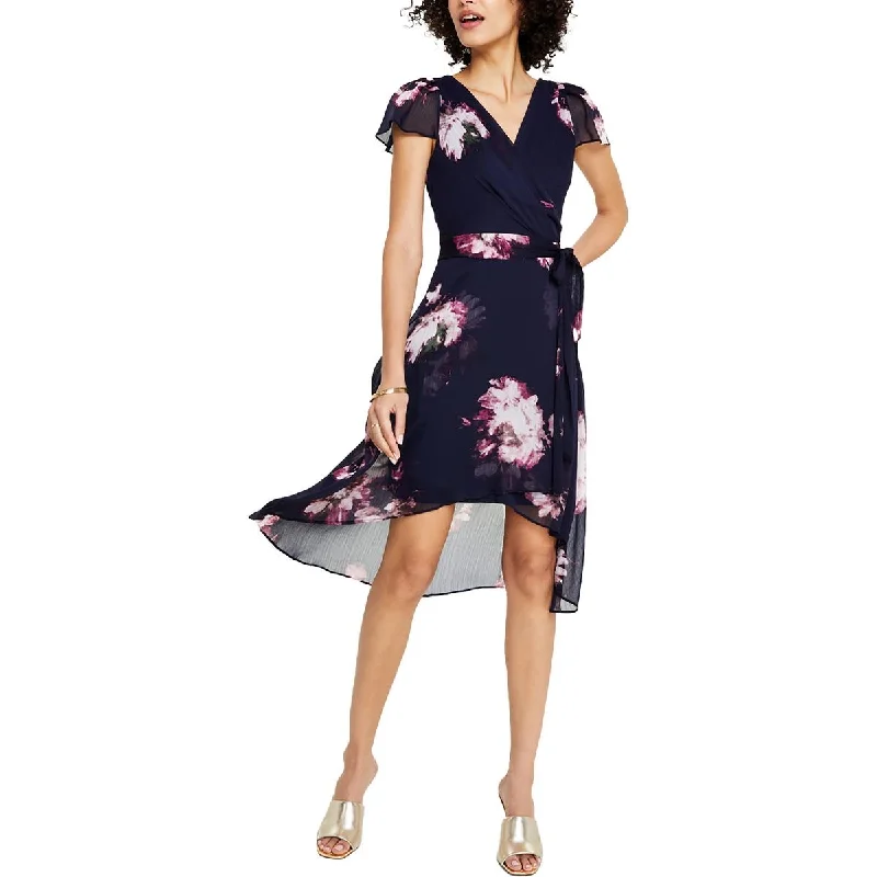 Women's Clothing Sets Elegant Contour Womens Floral Print Faux Wrap Midi Dress