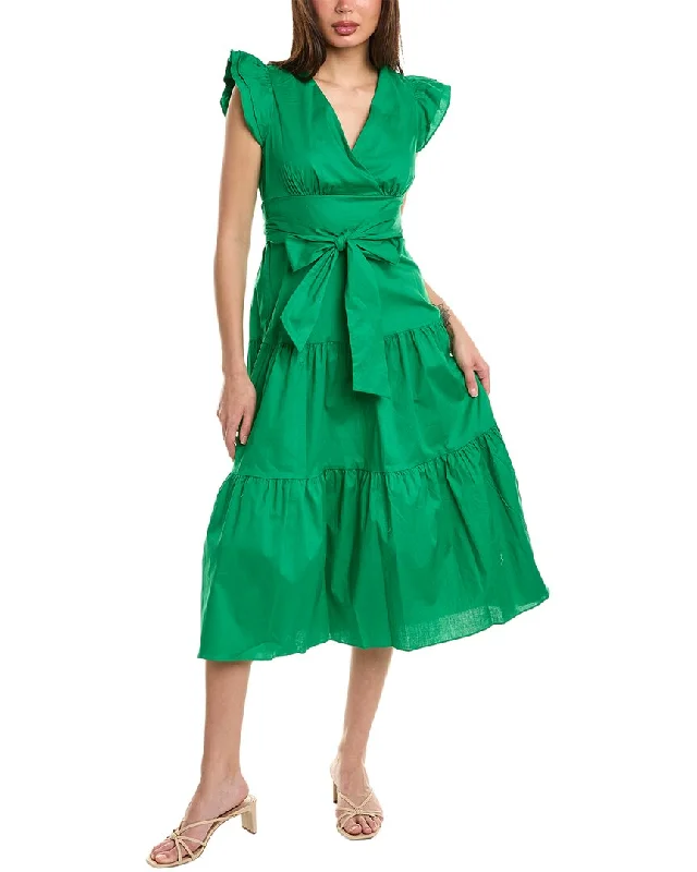 Women's Transitional Outfit Vintage Retro Party Wear Maison Tara Poplin Midi Dress