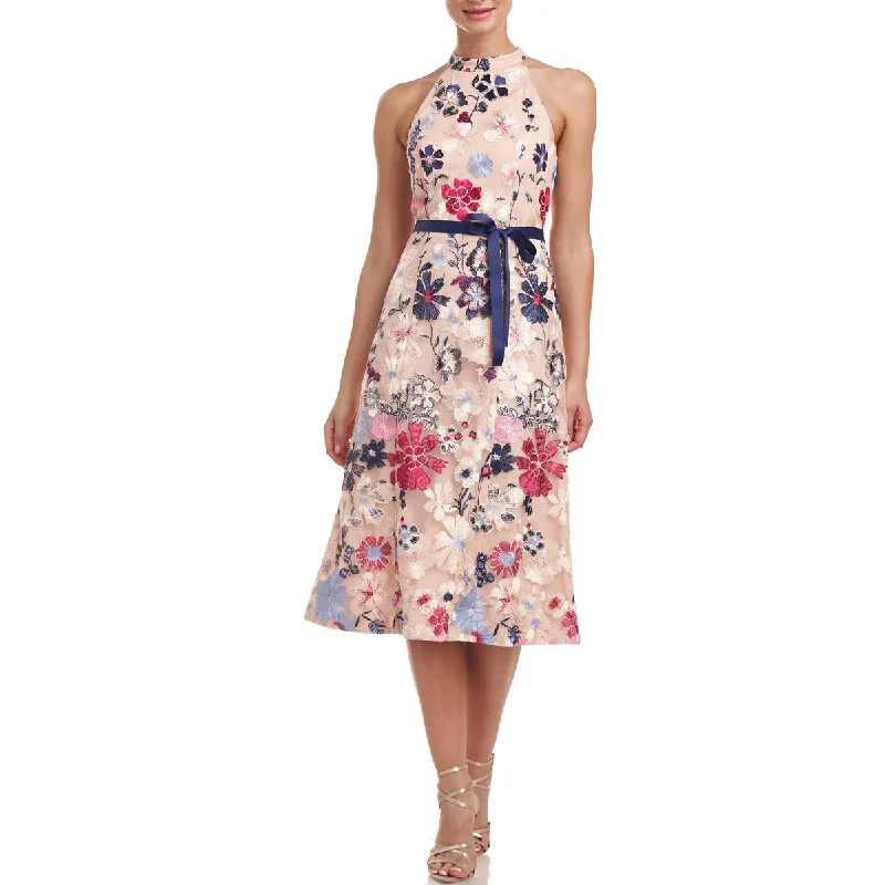 Fashionable Women's Outfit Vibrant Prints Eleanor Tea Womens Embroidered Floral Midi Dress