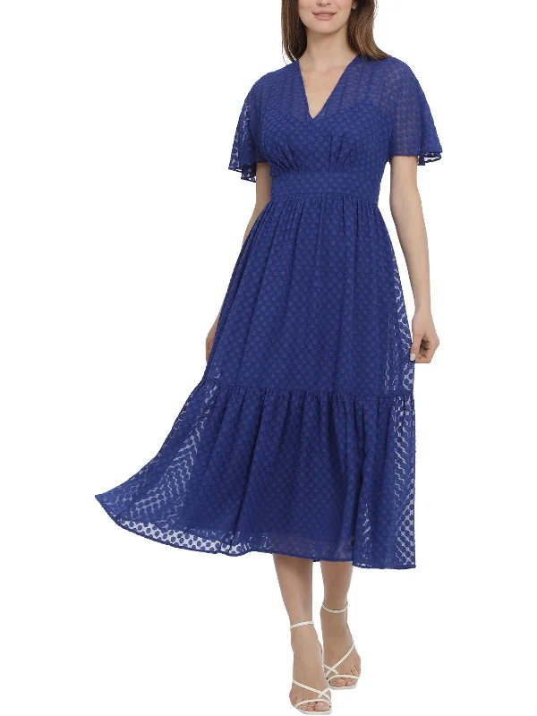 Elegant Women's Attire Weekend Special Womens Tiered Polyester Midi Dress