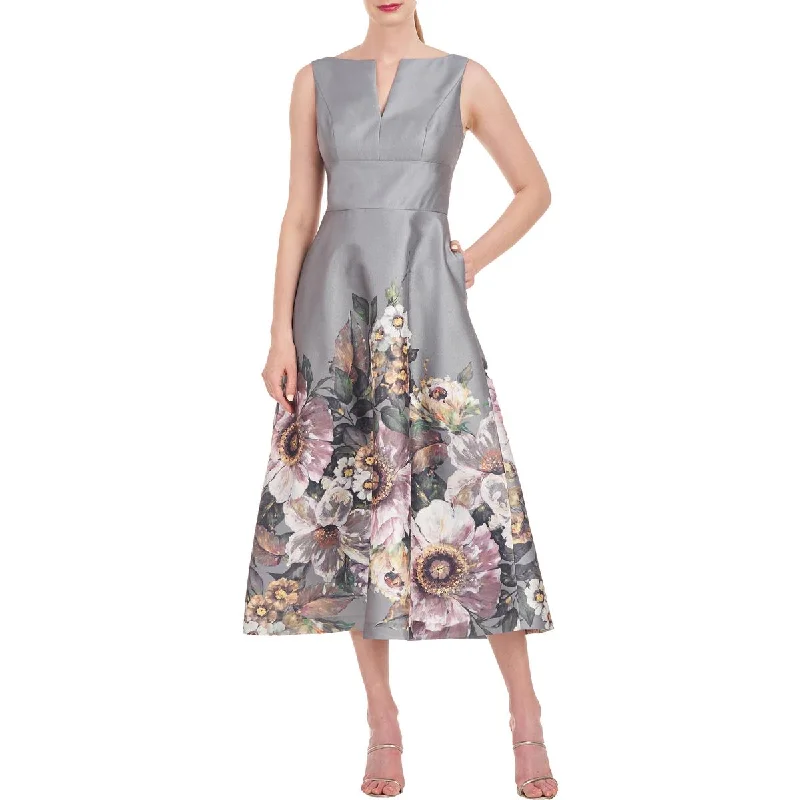 Women's Chic Outfit Spring Fling Sale Marlene Womens Floral Print Split Neck Cocktail And Party Dress