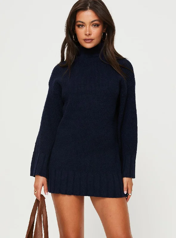 Women's Sports Apparel Soft Textures Tarin Knit Mini Dress Navy