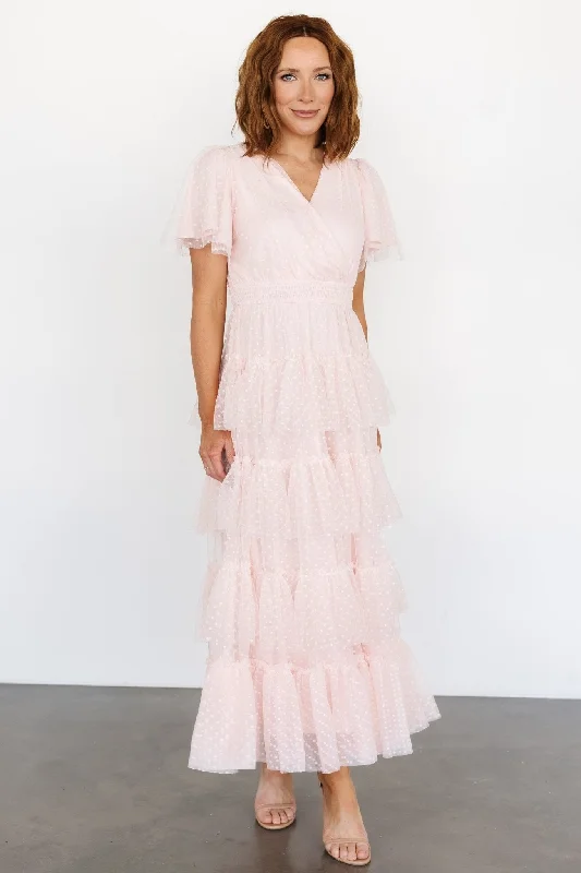 Stylish Women's Garments For Holidays Limited - Stock Laia Tiered Maxi Dress | Pale Blush