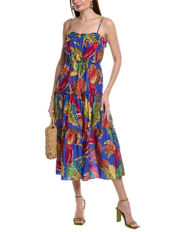 Women's Elegant Formal Outfit Fashion-Forward Style FARM Rio Beaks & Bananas Midi Dress