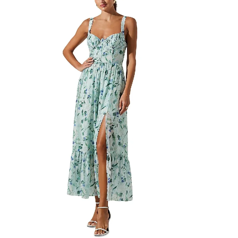 Women's Comfortable Lounge Outfit Clearance Event Kelby Womens Floral Lace-Up Maxi Dress