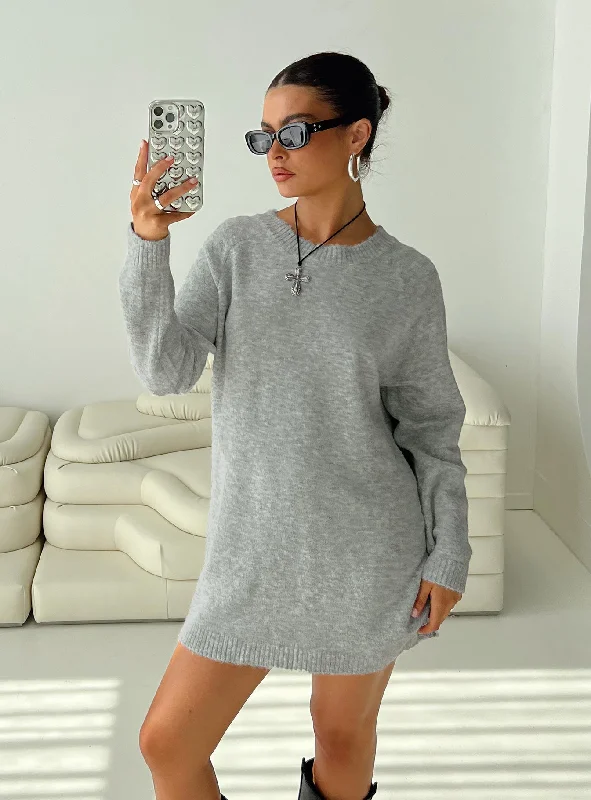 Comfortable Garments For Women Romantic Date - Night Ensemble Prewitt Sweater Mini Dress Grey