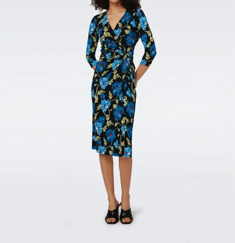 Timeless Women's Clothes Refined Simplicity Borris Dress In Hendrix Floral Dark Teal