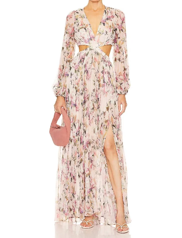 Casual Garments For Women Limited - Edition Drops Revery Maxi Dress In Cream Pink Floral