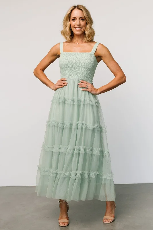 Women's Occasion Wear Clothing Romantic Date - Night Ensemble Constance Tulle Maxi Dress | Light Sage