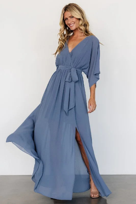 Women's Outerwear Garments Elegant Contour Kia Kimono Maxi Dress | Whisper Blue