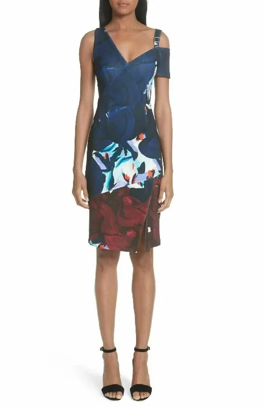 Women's Professional Garments Huge Savings on Parisian Styles Floral Cold Shoulder Scuba Midi Dress In Multicolor