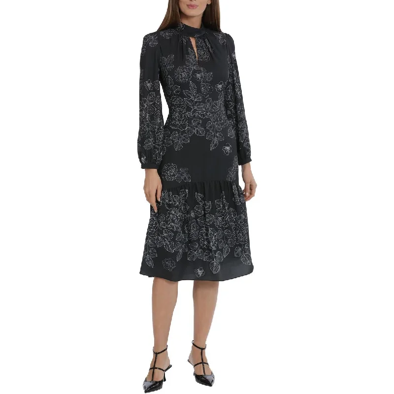 Women's Formal Event Outfit Luxury Comfort Womens Floral Print Ruffled Fit & Flare Dress