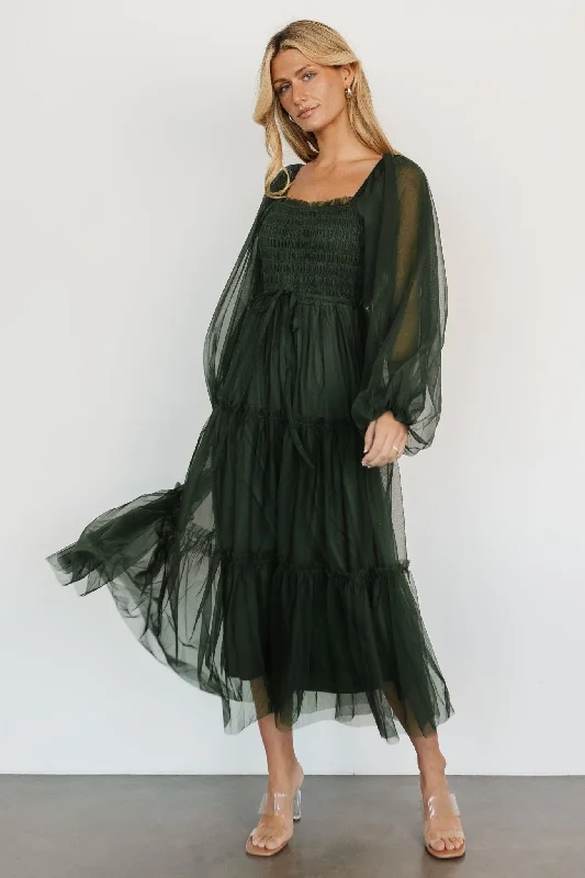 Women's Clothes For Work Events Grab Romantic Date - Night Styles Now Katrina Tulle Maxi Dress | Dark Green