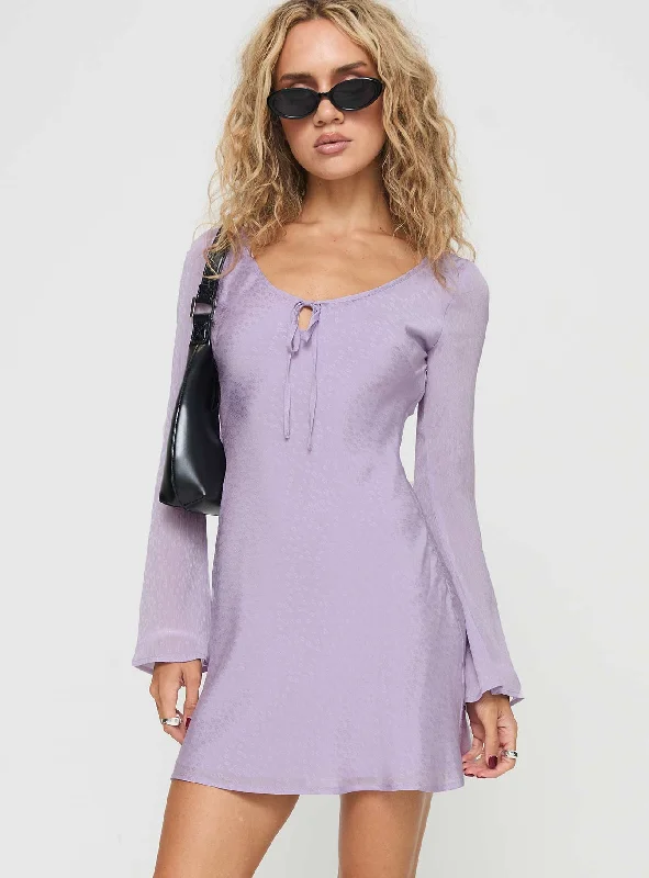 Casual Clothes For Women Graceful Drape Sorrento Long Sleeve Mini Dress Purple