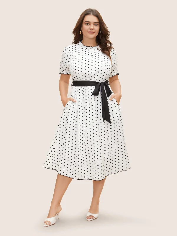 Timeless Women's Garments Celebrate with Big Savings Bow Polka Dot Midi Dress