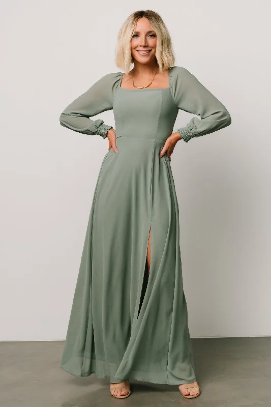 Timeless Women's Clothing Vintage Retro Party Wear Giselle Maxi Dress | Eucalyptus