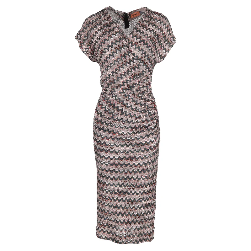 Women's Clothing Apparel Anniversary Sale Missoni Wrapped Midi Dress in Multicolor Viscose