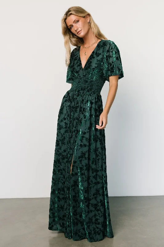 Women's Vintage Garments Save on Classic Elegant Styles Veronica Velvet Maxi Dress | Green