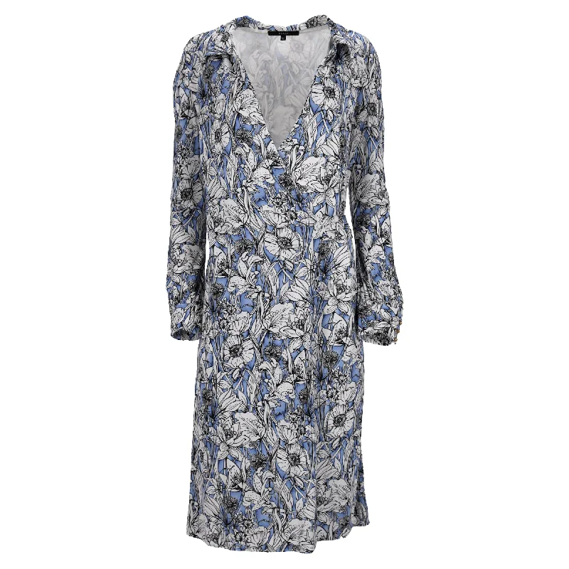 Women's Vintage Attire Feminine Soft - Hued Look Gucci Floral Print Midi Wrap Dress in Multicolor Viscose