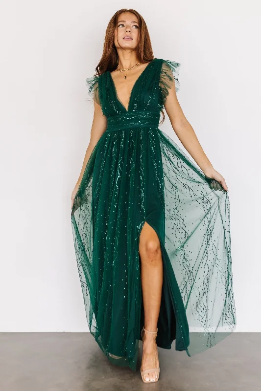 Women's Athletic Apparel Last Chance Sale Annika Sequin Mesh Maxi Dress | Green