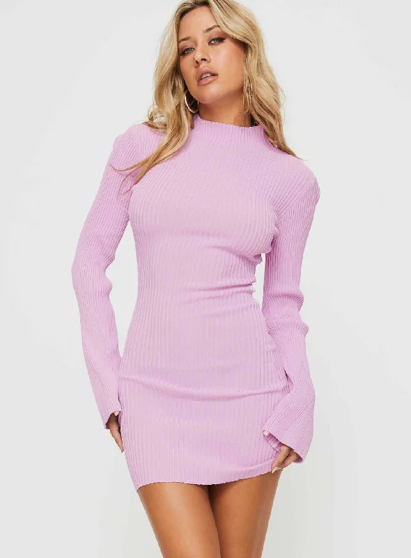 Women's Professional Attire Minimalist Chic Bellimo Long Sleeve Mini Dress Pink