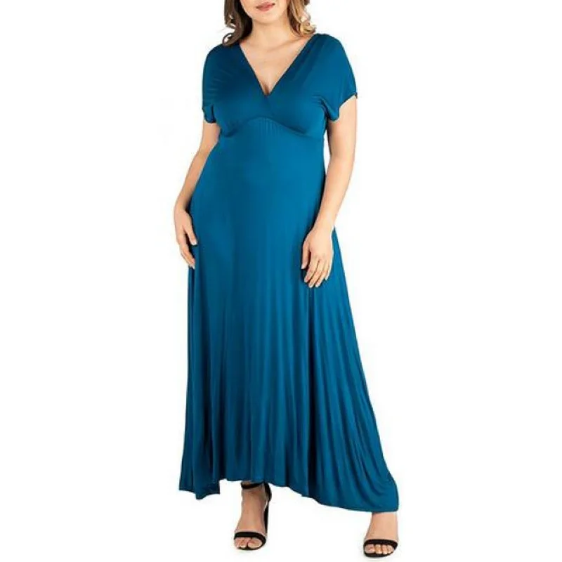 Women's Effortless Casual Outfit Feminine Elegance Plus Womens Knit Surplice Maxi Dress