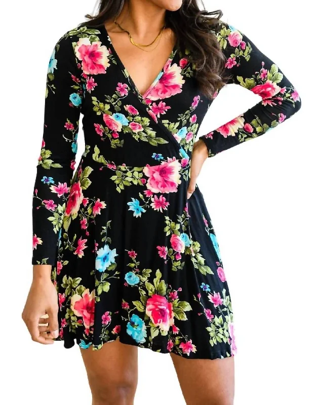 Women's Everyday Apparel Last Chance Sale Floral Market Skort Dress In Black