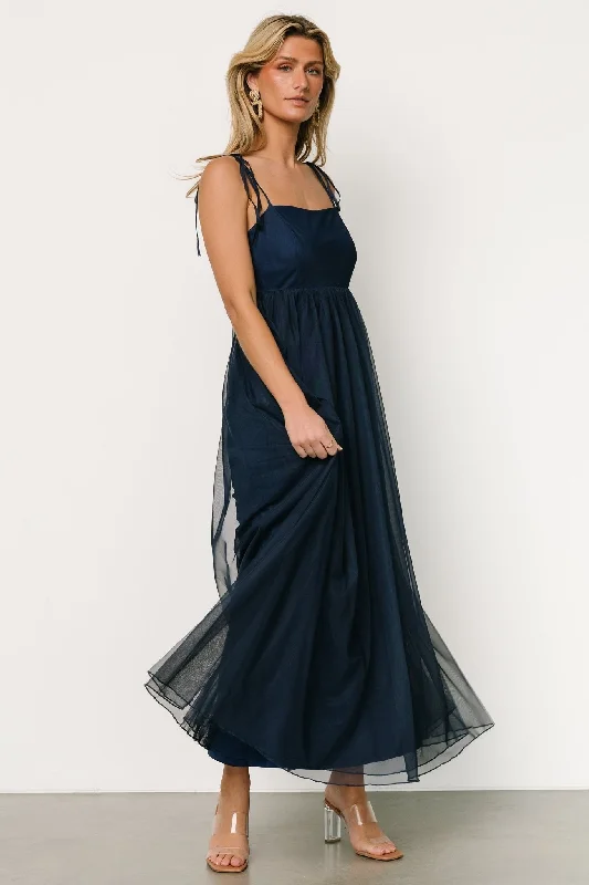 High-Fashion Women's Clothing Charming Silhouette Fiona Tulle Maxi Dress | Midnight Blue