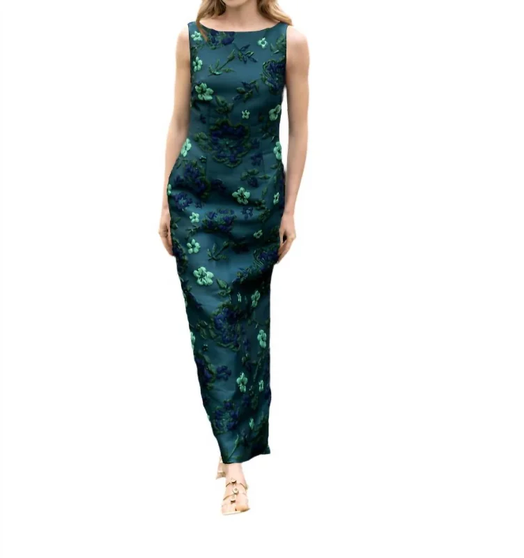 Women's Stylish Casual Garments Soft Textures Easy Dress In Green Monochrome Floral