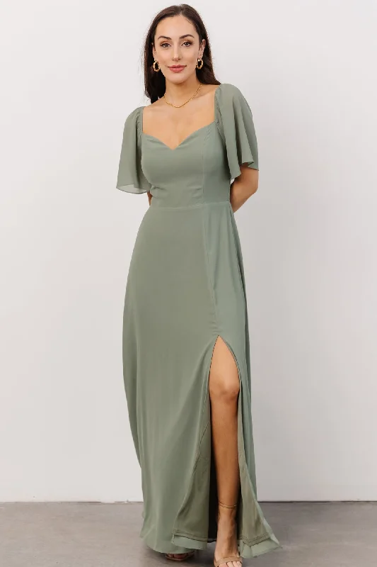 Women's Comfortable Lounge Attire Effortless Comfort Sierra Sweetheart Maxi Dress | Eucalyptus