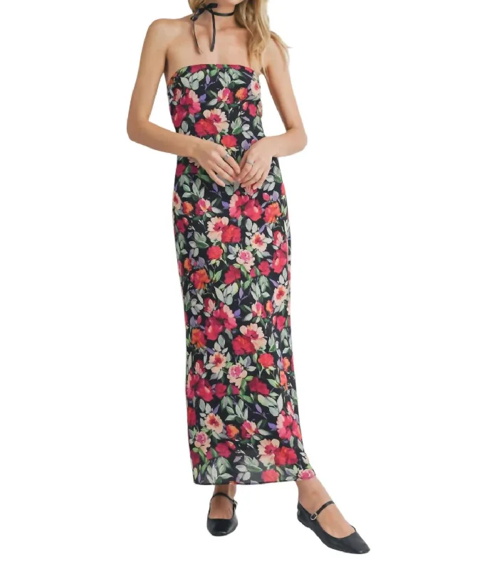 Comfortable Women's Clothing Lightweight Fabric A Night In Tube Midi Dress In Multi Floral