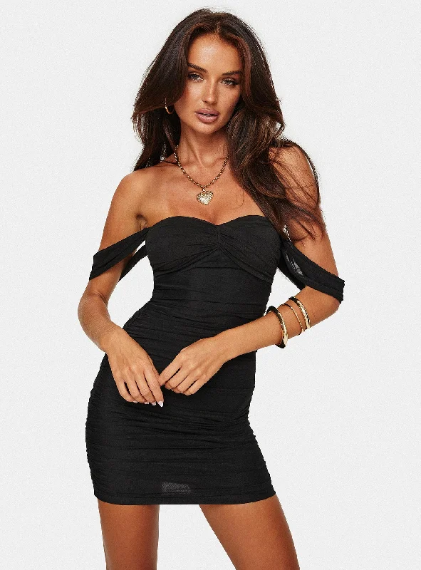 Women's Night-Out Outfit Big Savings on Minimalist Office Styles Mylee Off The Shoulder Mini Dress Black