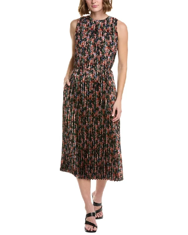 Women's Clothing For Casual Outings Coastal Beach - Inspired Style Vince Pintuck Midi Dress