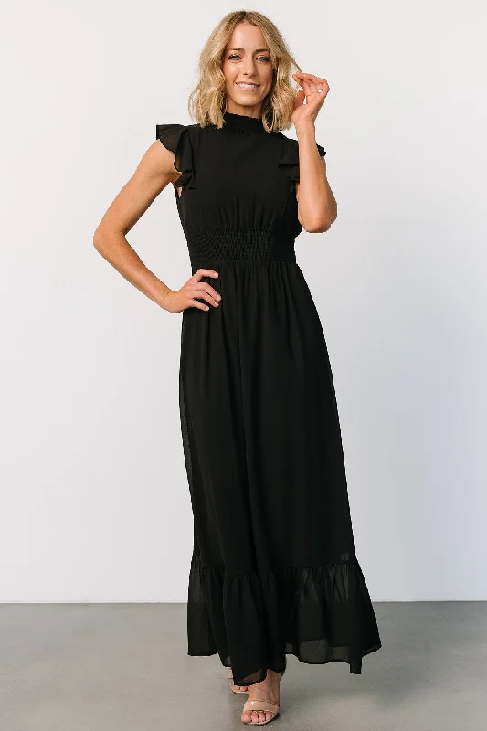 Women's Holiday Attire Elevated Style Kearny Ruffle Maxi Dress | Black