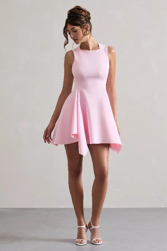 Charming Women's Outfit For Special Occasions Limited - Time Bundle Scout | Pink Sleeveless Draped Hem Mini Dress