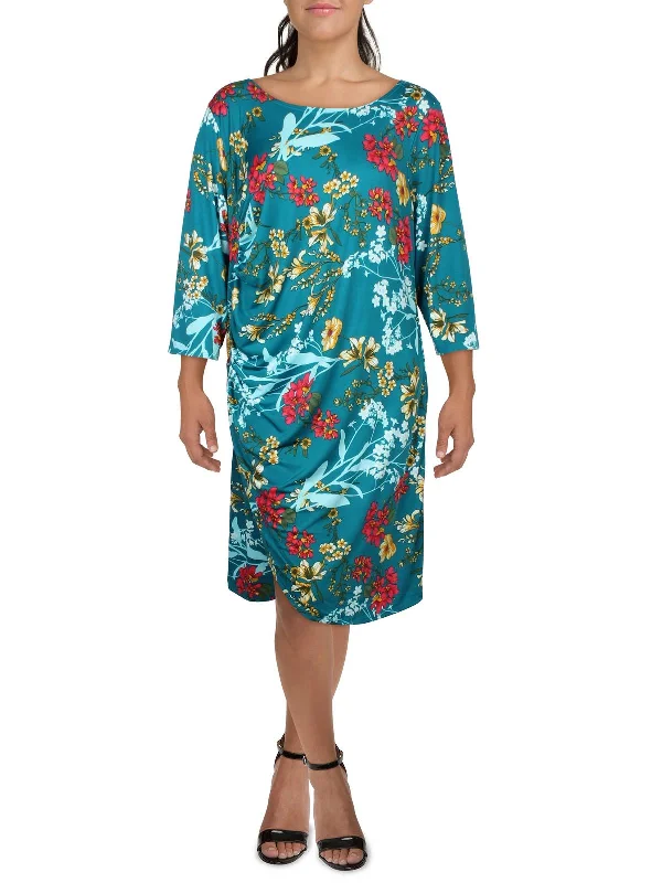 Classic Women's Apparel Beat the Heat in Tropical Styles Plus Womens Jersey Floral Print Sheath Dress