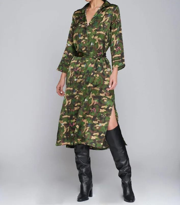 Elegant Women's Attire Classic Charm Nela Dress In Camo Floral