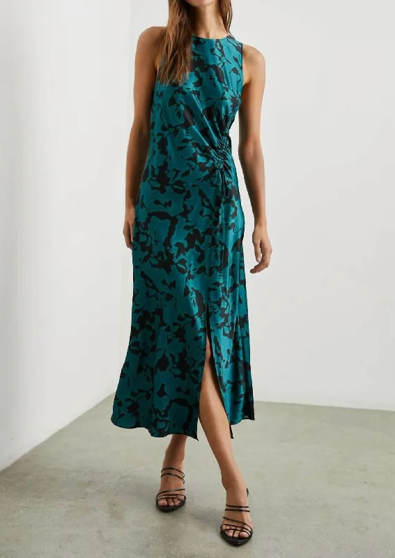 Women's Evening Wear Outfit Feminine Flow Gabriella Midi Dress In Teal Ice