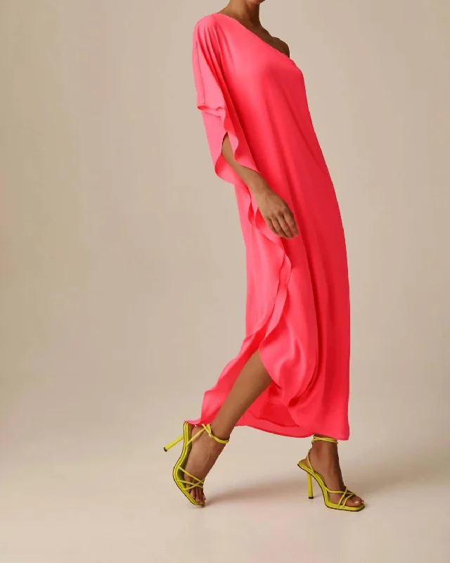 Women's Vintage Clothes Early Access to Art Deco Styles Sale Draped One Shoulder Maxi Dress In Ultra Pink