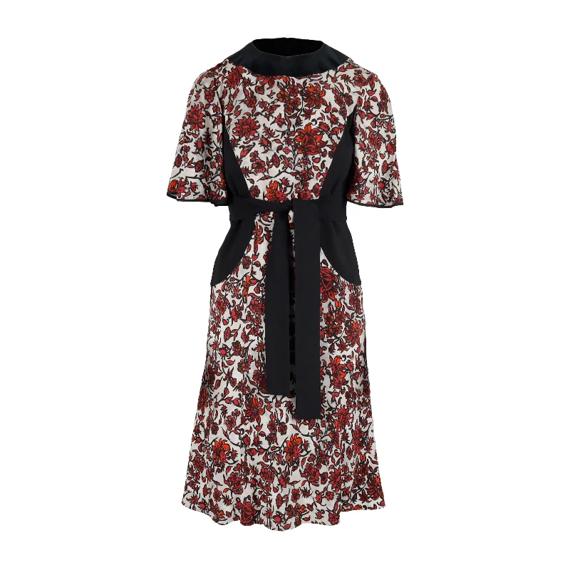 Women's Elegant Clothing Sets Elevated Style Louis Vuitton Red Black Floral Printed Dress - '10s