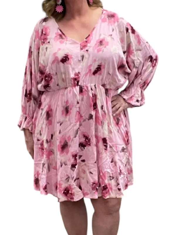 Women's Outdoor Activity Garments Mother's Day Special Floral Boho Dress In Pink