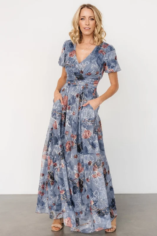 Women's Evening Wear Attire Seasonal Trend Ardley Maxi Dress | Slate Print