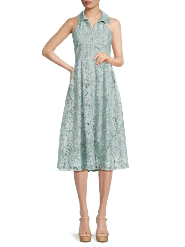 Modern Women's Apparel Feminine Flow Caudry Midi Dress In Teal