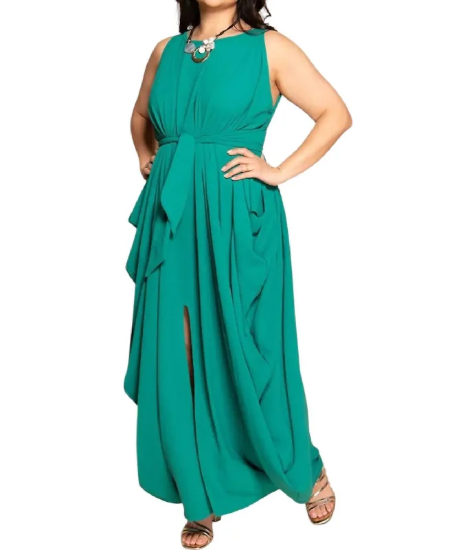 Casual Attire For Women Graceful Drape Convertible Maxi Dress In Green