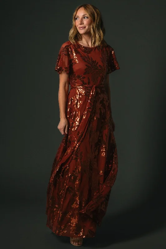 Women's Elegant Outfit Ethnic Cultural Event Wear Muse Sequin Maxi Dress | Cinnamon