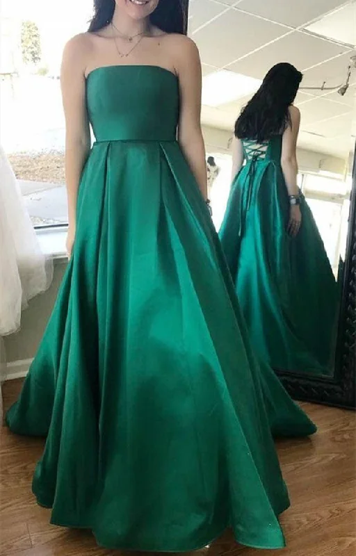 Women's Seasonal Clothes Limited - Stock Women A-Line Prom Dresses Long Satin Evening Party Dress YPD228