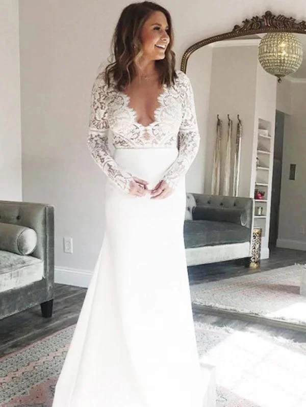 Women's Sports Apparel Last Chance Sale Long Sleeves Lace Wedding Dresses, Popular Bridal Gowns, 2020 Wedding Dresses